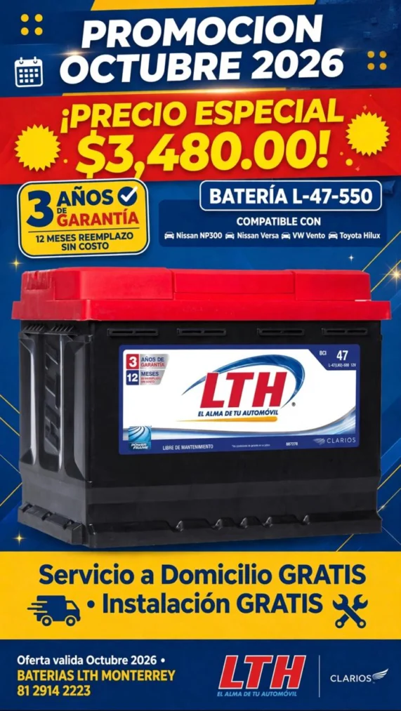 Promo A de Baterías LTH Apodaca - 14 octubre, 2026
